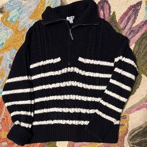 Women’s La Ligne x Target Navy and White Quarter Zip Sweater